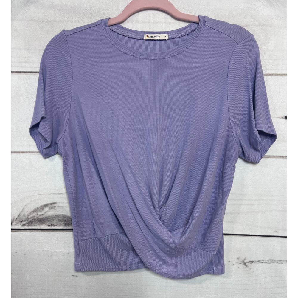 Marine Layer Brielle Twist Top in Purple Size MED Short Sleeve